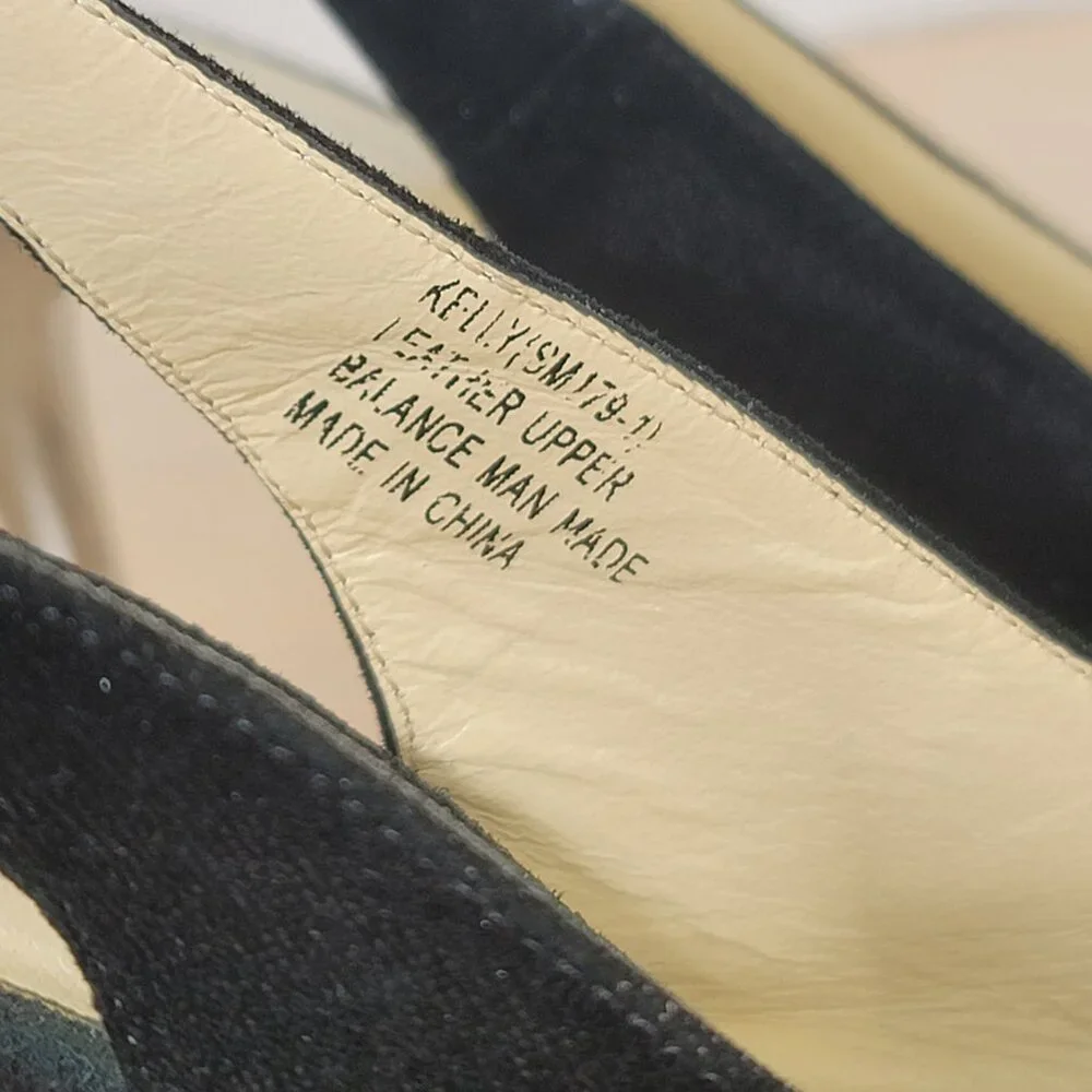 BCBGMAXAZRIA Kelly Black Metallic Leather Peep Toe Heels Size EU 39/US 8.5